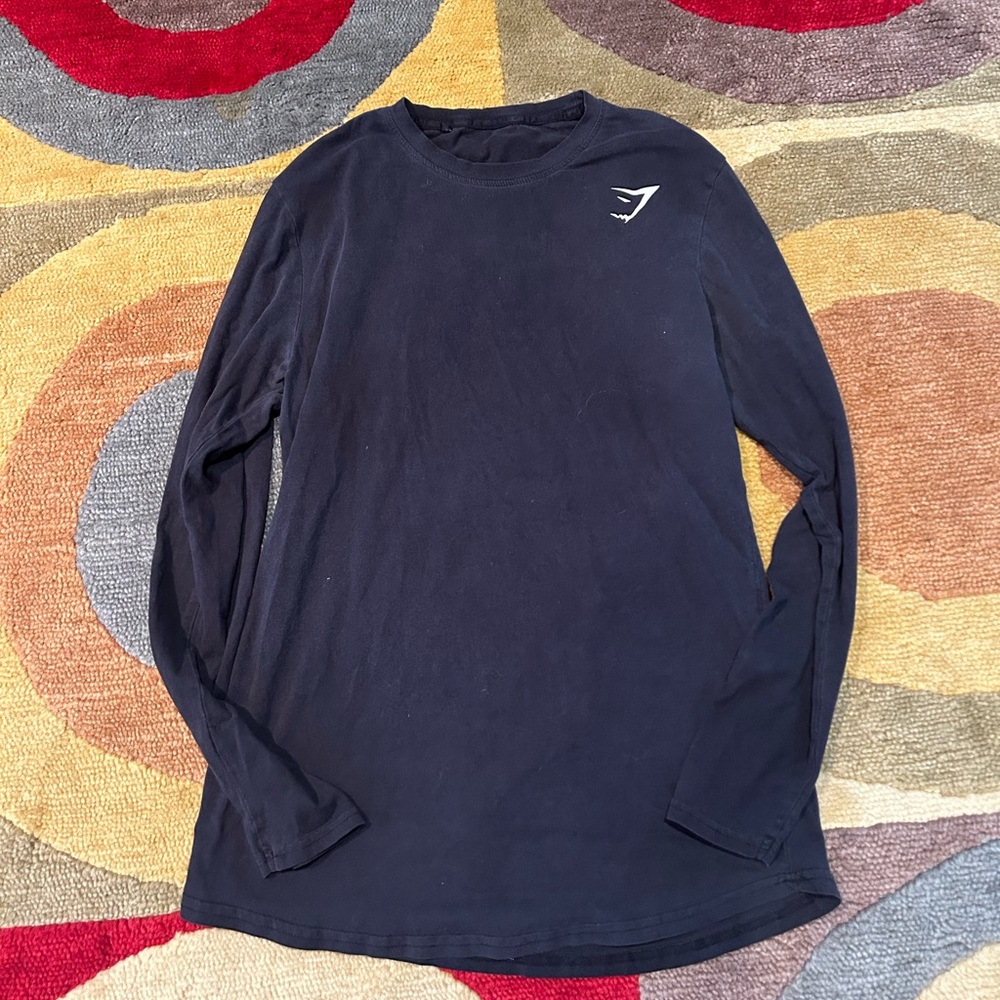 Gymshark Essential Long Sleeve T-Shirt Slim Fit Cotton Black Men’s Size Small